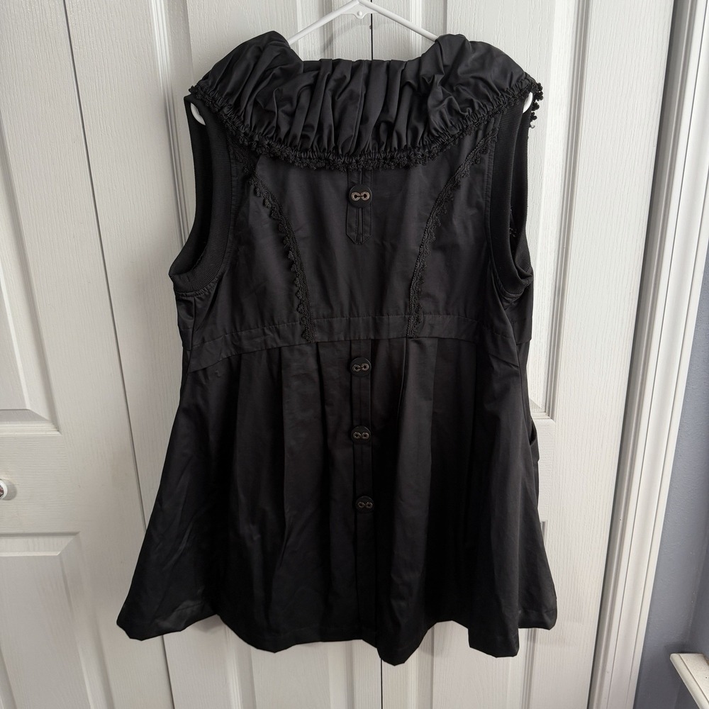 Beckyanne Black Silk Blend Button Up Vest Women's Size Medium Steampunk Gothic - Picture 6 of 6
